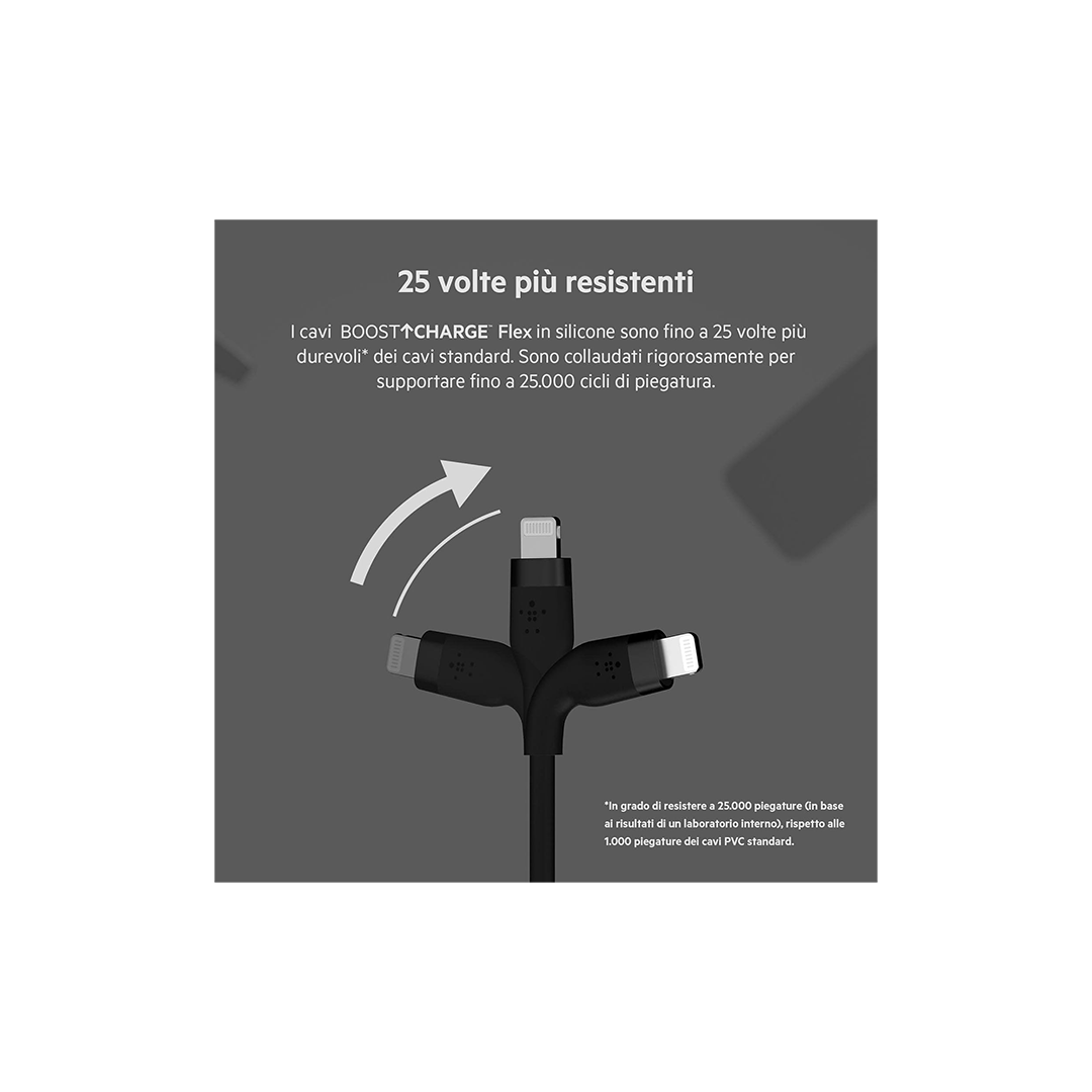 Belkin BoostCharge Flex Silicone USB Type C to Lightning Cable - 3M in Qatar Belkin BoostCharge Flex Silicone USB Type C to Lightning Cable - 3M in Qatar